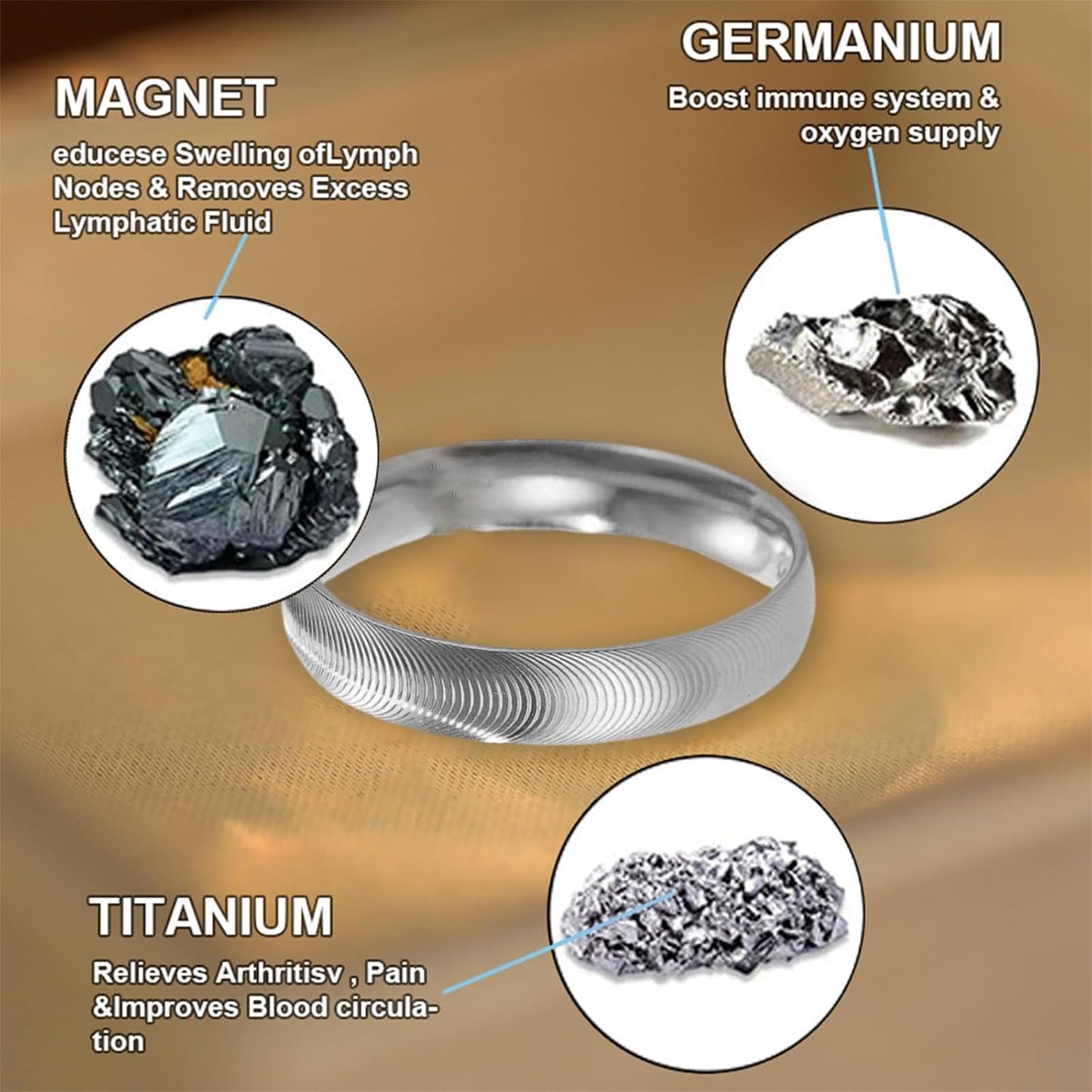 DIOWUS Lymphatic Magtherapy Cats Eye Ring For Men Women, Lymph Detox Drainage Titanium Ion Therapy Rings Finger Jewelry Gift (Silver 8)