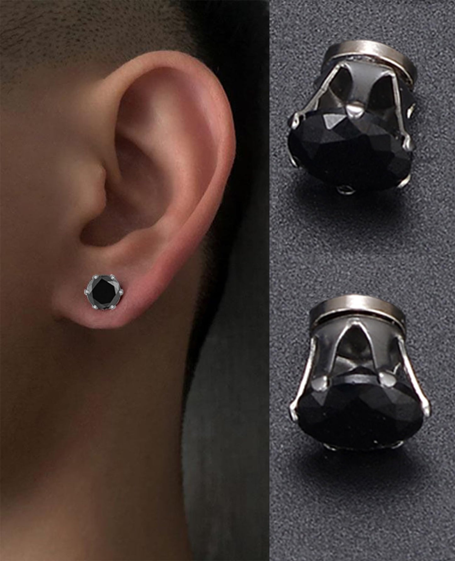 Ofeiyaa 15 Pairs Magnetic Stud Earrings Cubic Zirconia Non-Piercing Earrings Set Clip on Fake Earring Jewelry for Women Men 4-5-6-7-8MM White Black Blue Color