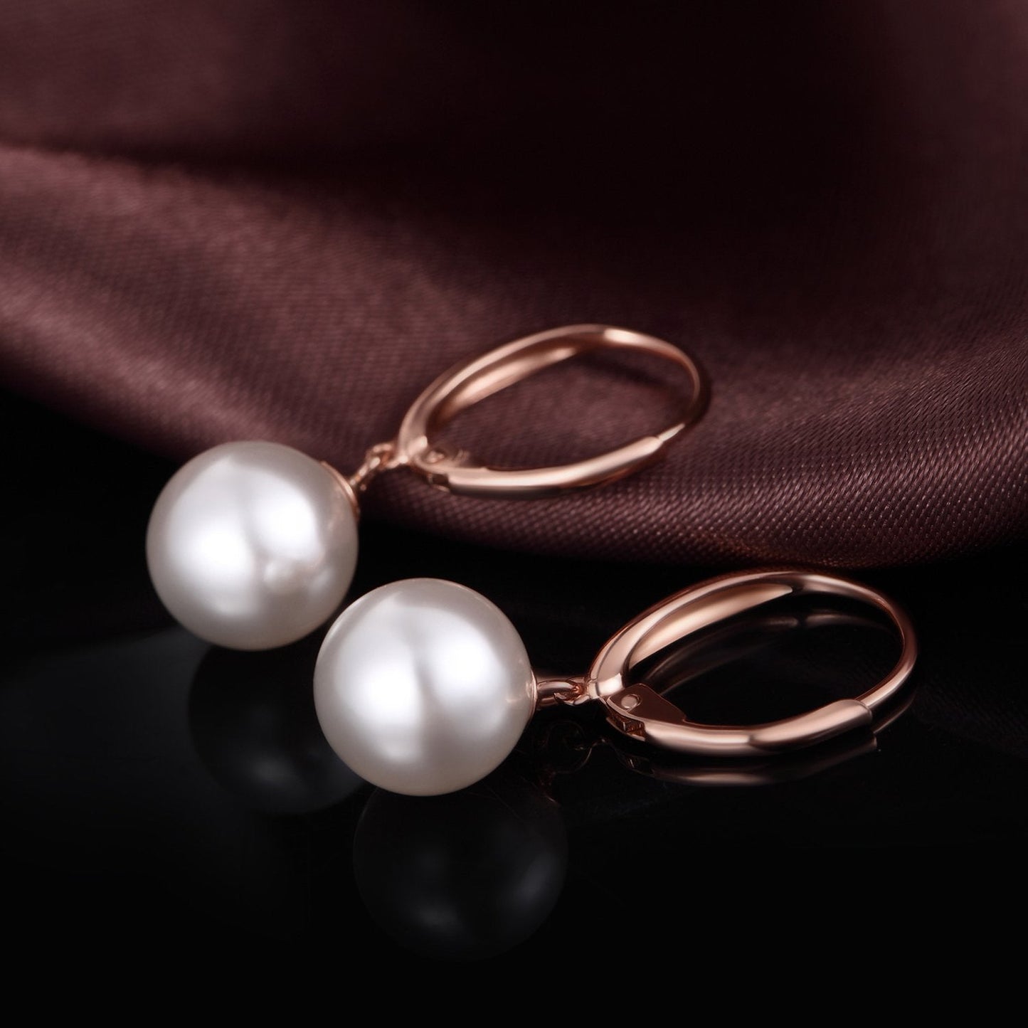 Han han Pearl Dangle Earrings for Women Sterling Silver Pearl Hoop Earrings 10MM