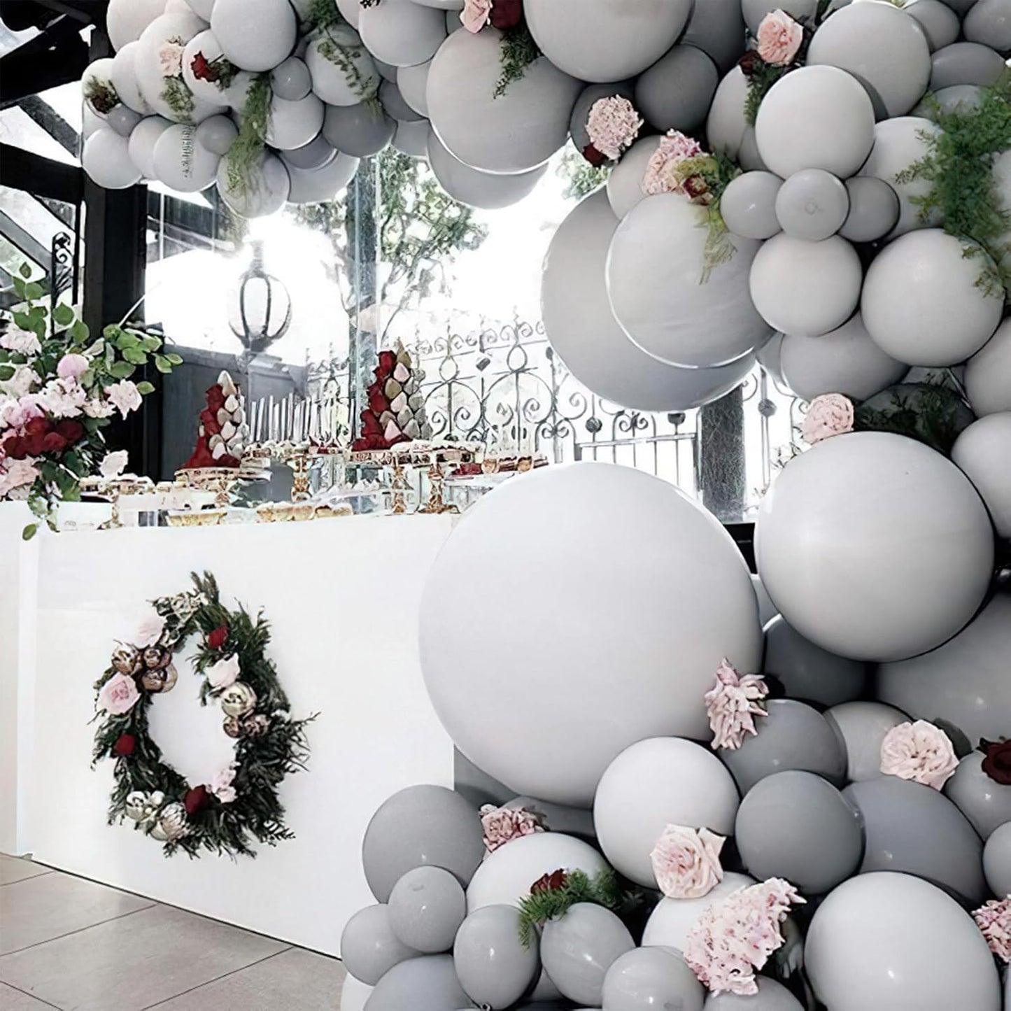 PartyWoo Gray Balloons - 140-Piece Matte Gray Latex Balloon Arch Kit for Baby Showers, Graduations & Birthdays