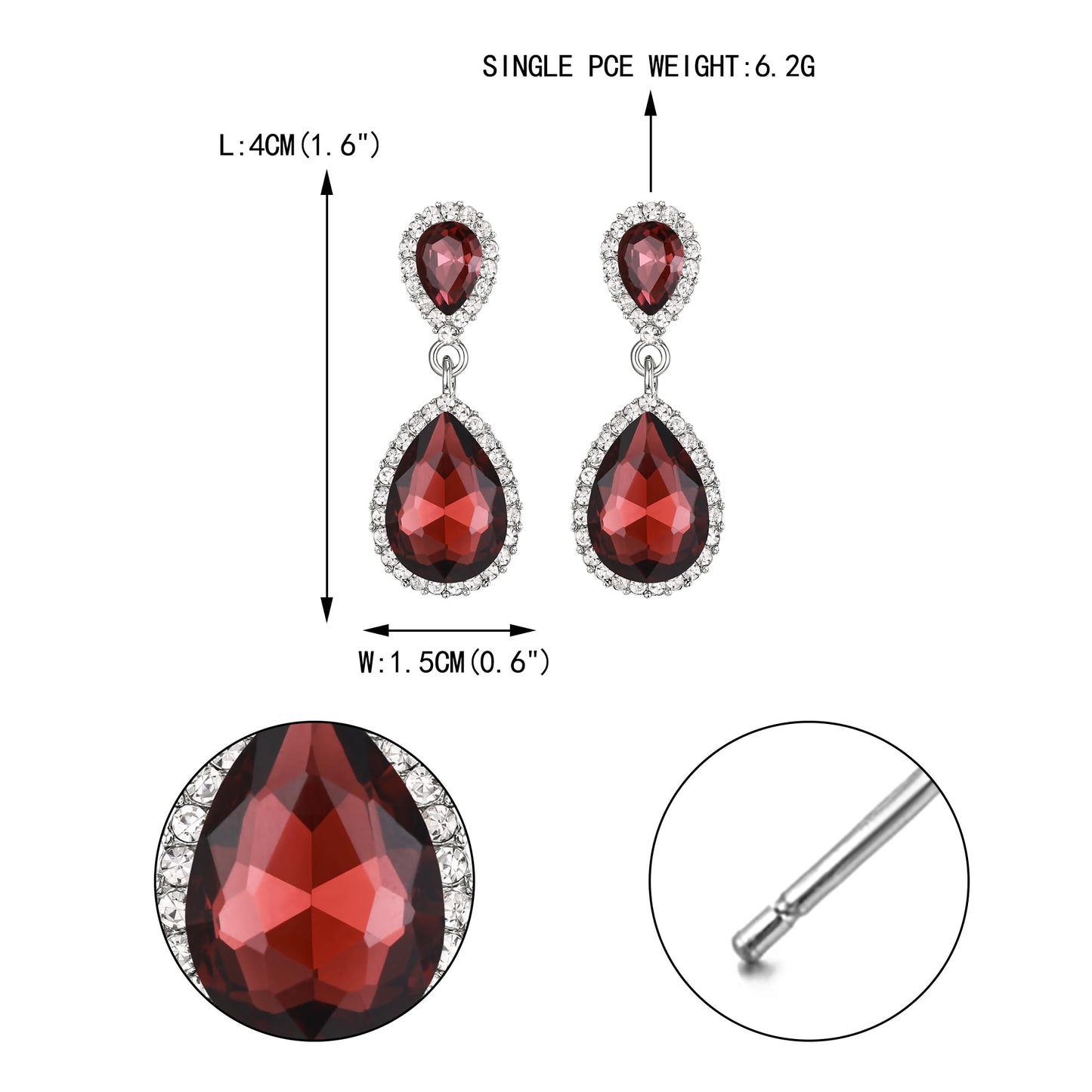 EVER FAITH Women's Austrian Crystal Wedding Tear Drop Dangle Earrings Purple Silver-Plated-Base