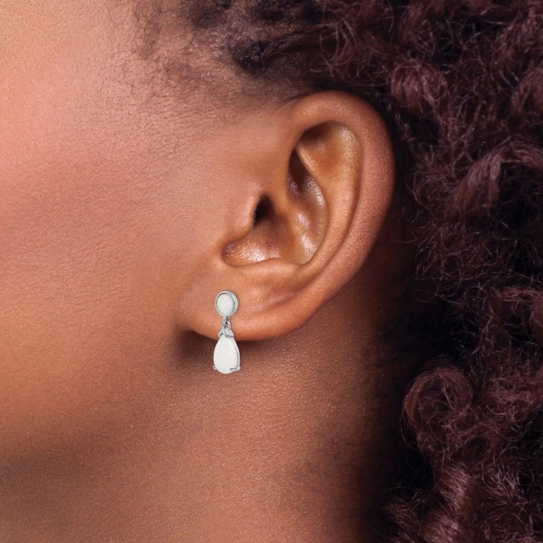 925 Sterling Silver Rhodium Plated Simulated Opal Teardrop Dangle Post Earrings 18.27mm long Dangle Earring for Women