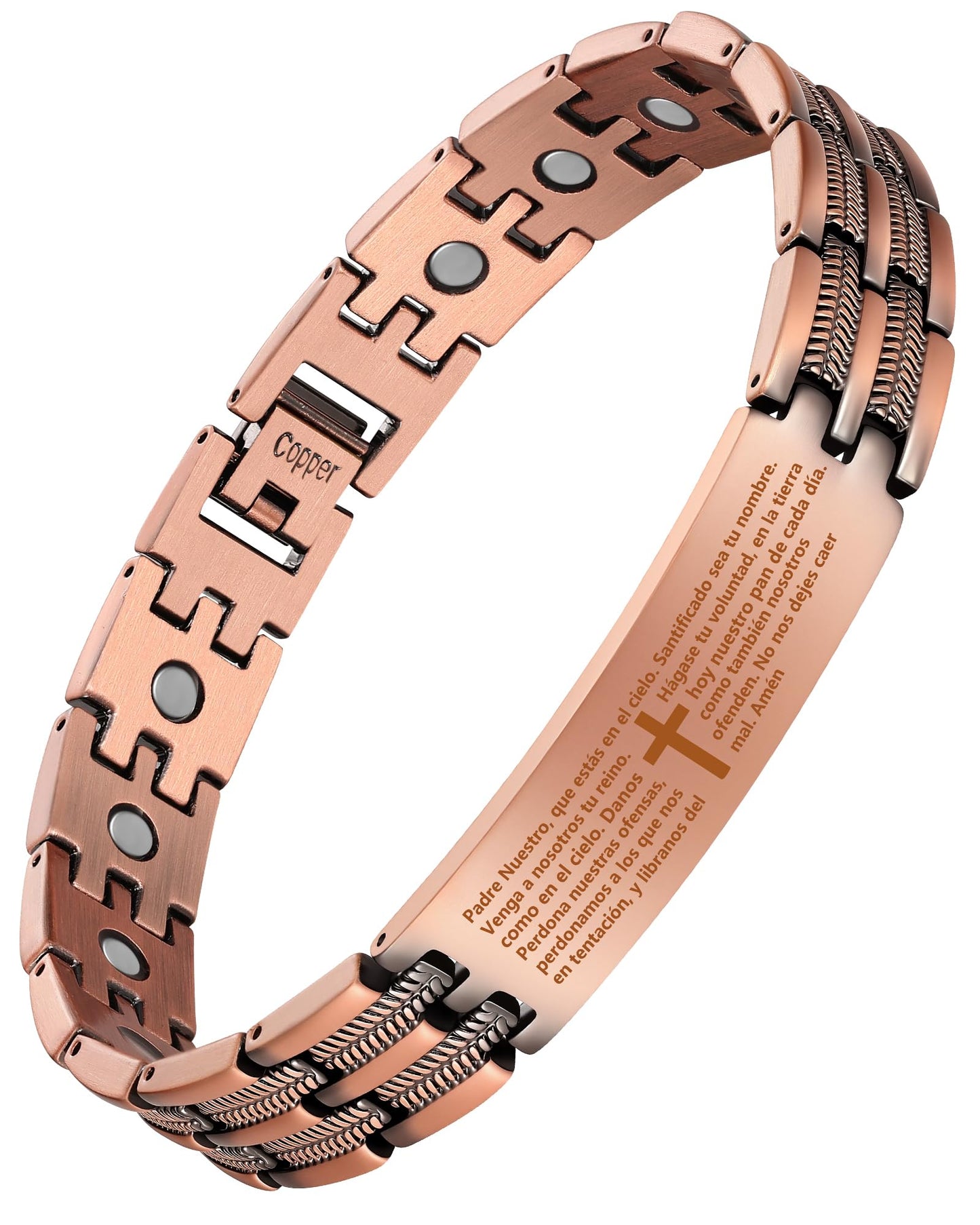 Feraco Copper Cross Bracelet for Men,Magnetic Therapy Cooper Bracelets with Magnets, Men's 99.99% Pure Copper Jewelry
