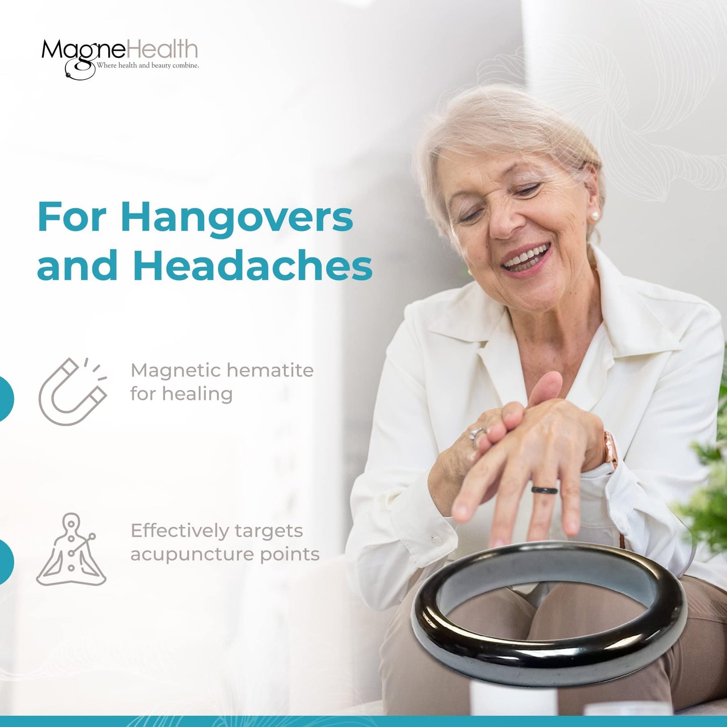 MAGNEHEALTH Holiday Hangover Hematite Ring, Elegant Magnetic Hematite Ring as Jewelry for Men and Women (Size 7)