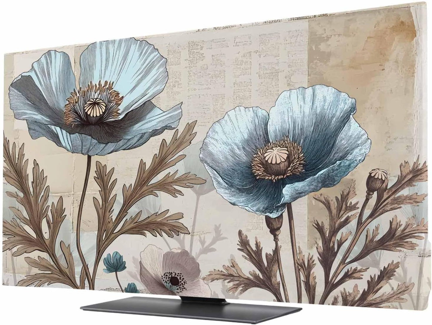 Singingin 65 Inch, Blue Broccoli TV Dust Cover Rustic Farmhouse Floral Retro Brown Plant Computer Monitor Cover