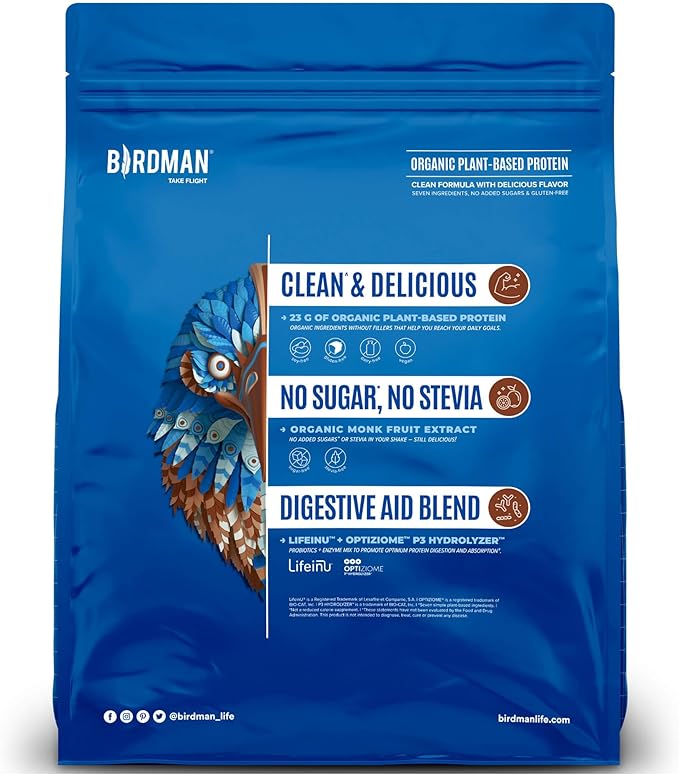 Falcon Vegan Protein Powder Organic, Stevia & Sugar Free, Plant Based Protein, Low Carb, Dairy Free, Keto, Non Whey Protein, Probiotic, Pea Protein | Chocolate Flavor - 60 Servings - 3.9lb