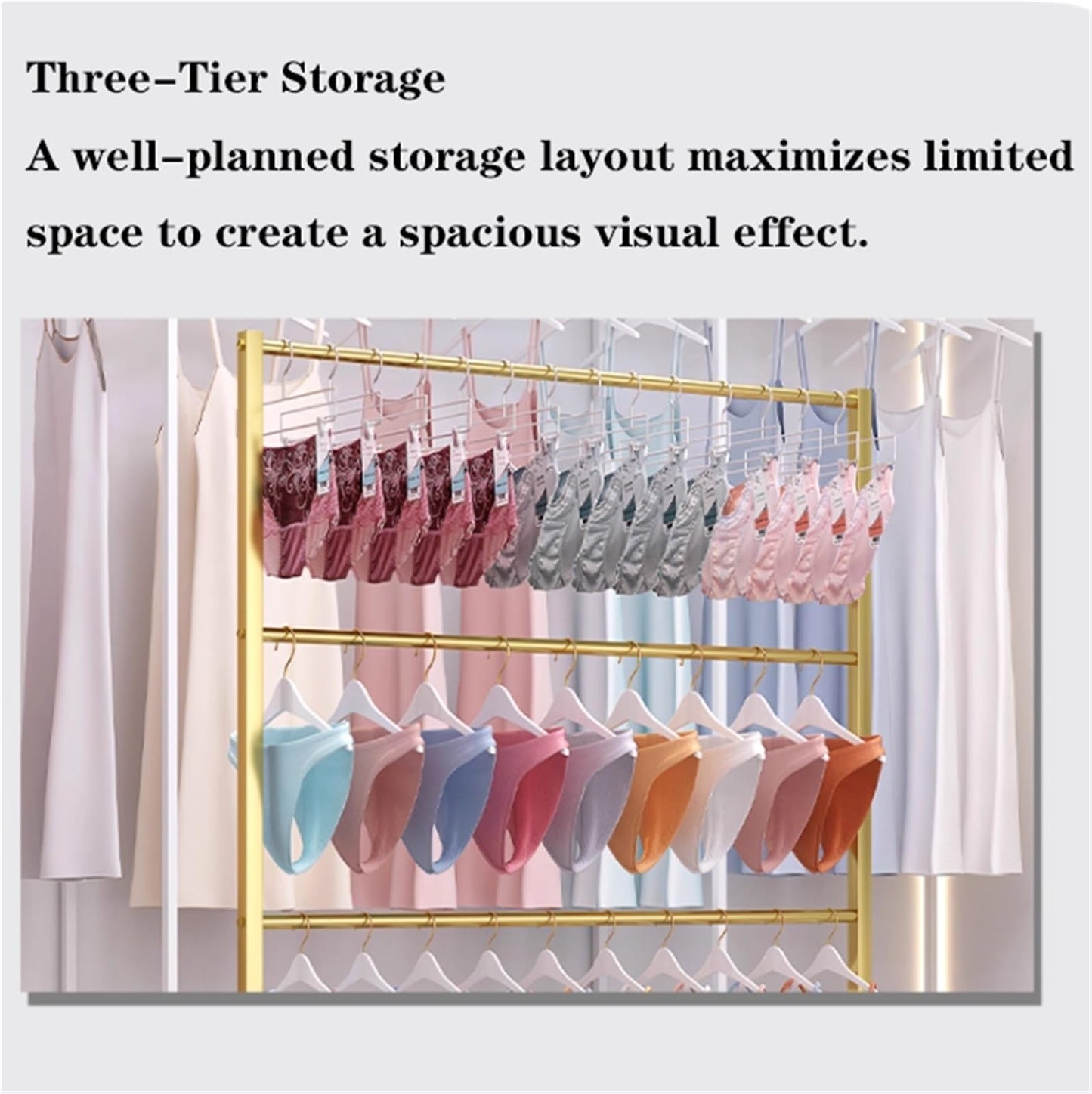 Mobile Lingerie Bra Rack Swimsuit Organizer Hanger, Anti-Slip, Underwear Display Stand with Wheels, Commercial Clothing Store Shelf, for Shorts,Hats, Sock, 3 Tier(Silver,60 * 40 *