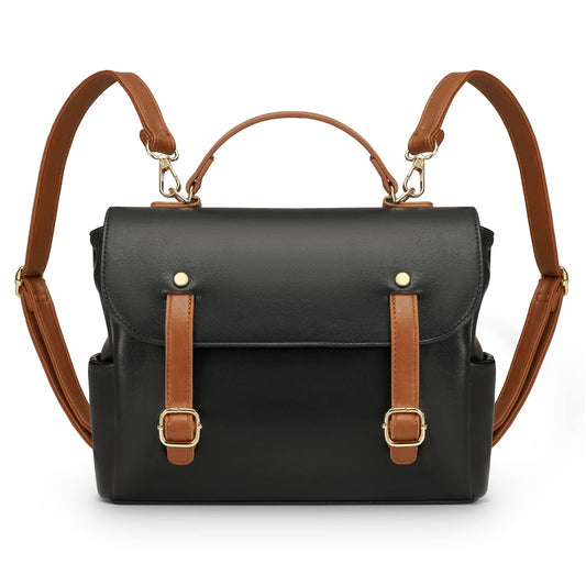 Convgo Mini Backpack Purse for Women, Small Fashion Backpack Vintage PU Leather Shoulder Bag Casual Travel Collage, Black