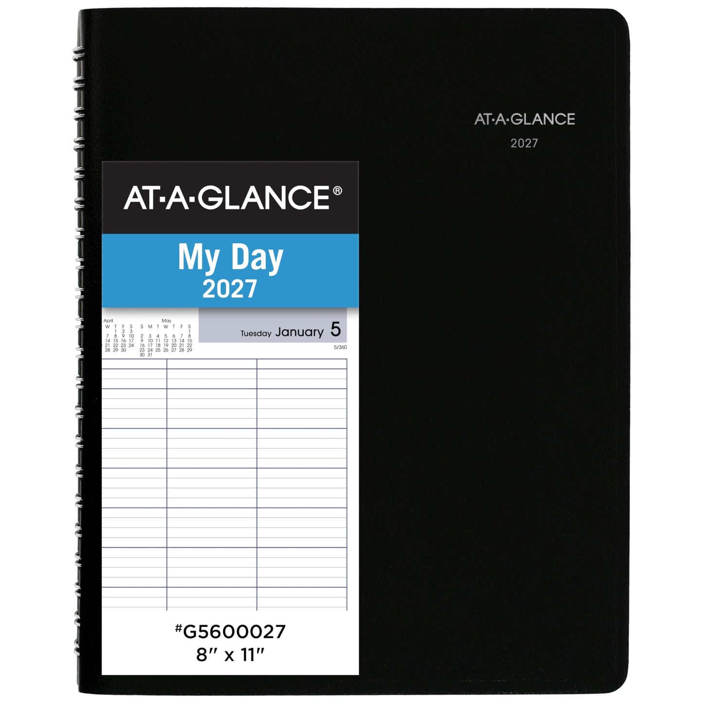 AT-A-GLANCE 2027 Appointment Book Planner, Daily Group Planner, 8" x 11", Four Person, Quarter-Hour, DayMinder, Black (G5600027)