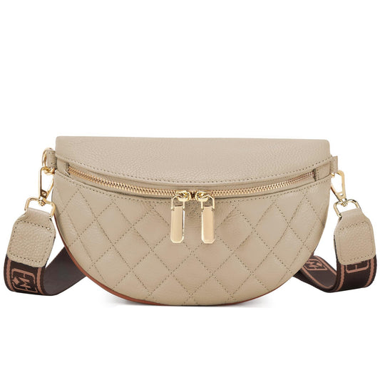 Eslcorri Fashion Waist Packs for Women - Quilted Vegan Fanny Packs Leather Waist Purse Anti Theft Crossbody Belt Bag for Sports Workout Traveling Running Casual - Apricot