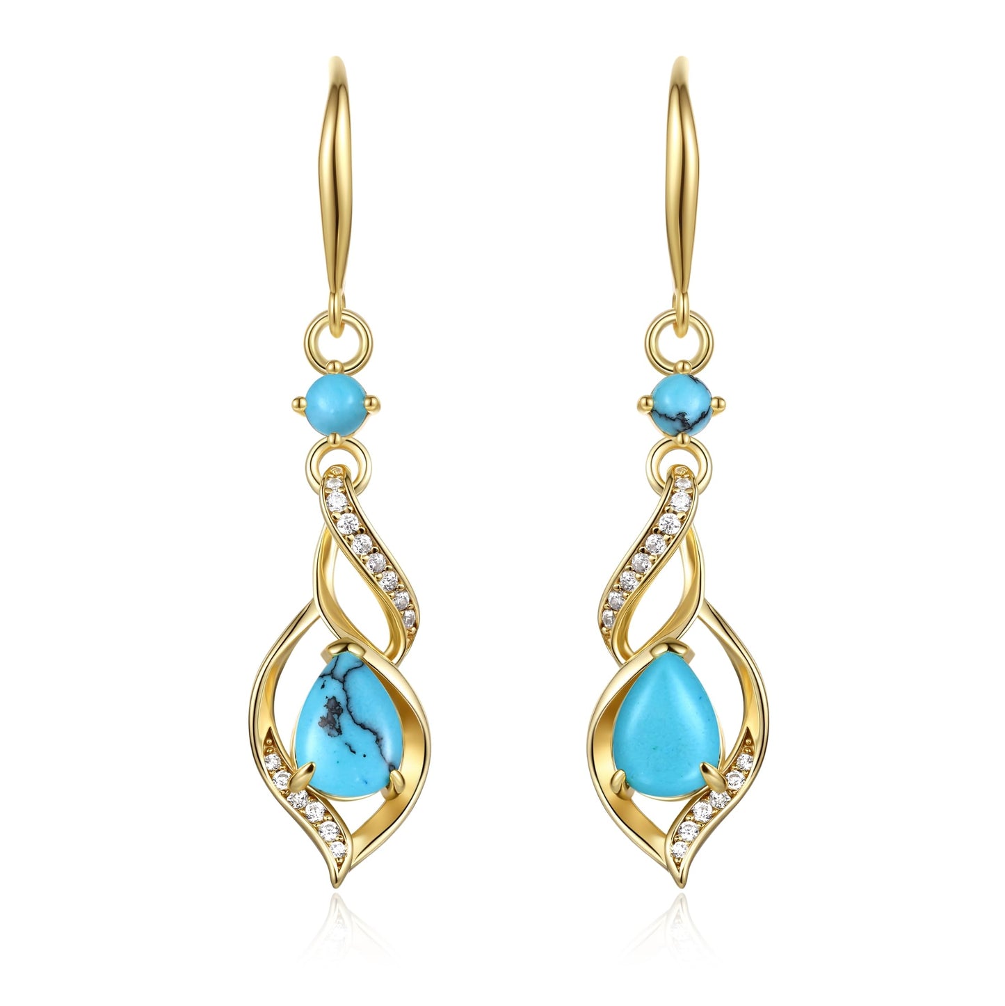 FANCIME 14K Gold Plated December Birthstone Dangle Earrings for Women Teardrop Turquoise Earrings S925 Sterling Silver infinity Love Birthday Gifts for Mom Women