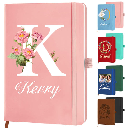 Personalized Journal Notebook with Initials Name Custom Journaling Notebook for Women Daughter Customized College Ruled Notebooks Lined Journals Gift for Mothers Day Mom Her Birthday Graduation