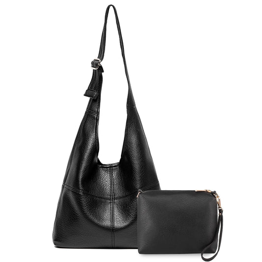 Montana West Hobo Bags for Women Ultra Soft Foldable Shoulder Bag Purse with Coin Purse,MWC2-122BK