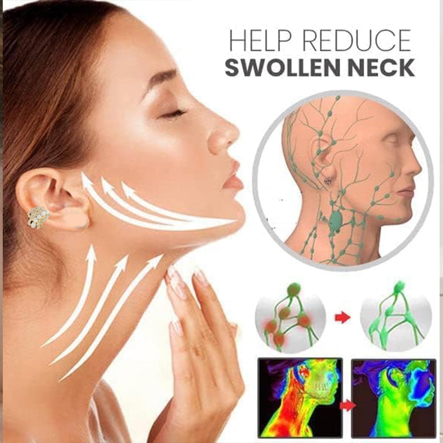 Lucpee Lymphatic Auriculotherapy White Onyx Ear Cuff, Astennu Lymphvity MagneTherapy Germanium Earrings Ga-ria Lymph'Liva Deoxi Earhoops Eleonore Earacupressure Detoxiear Balorange Earrings Non
