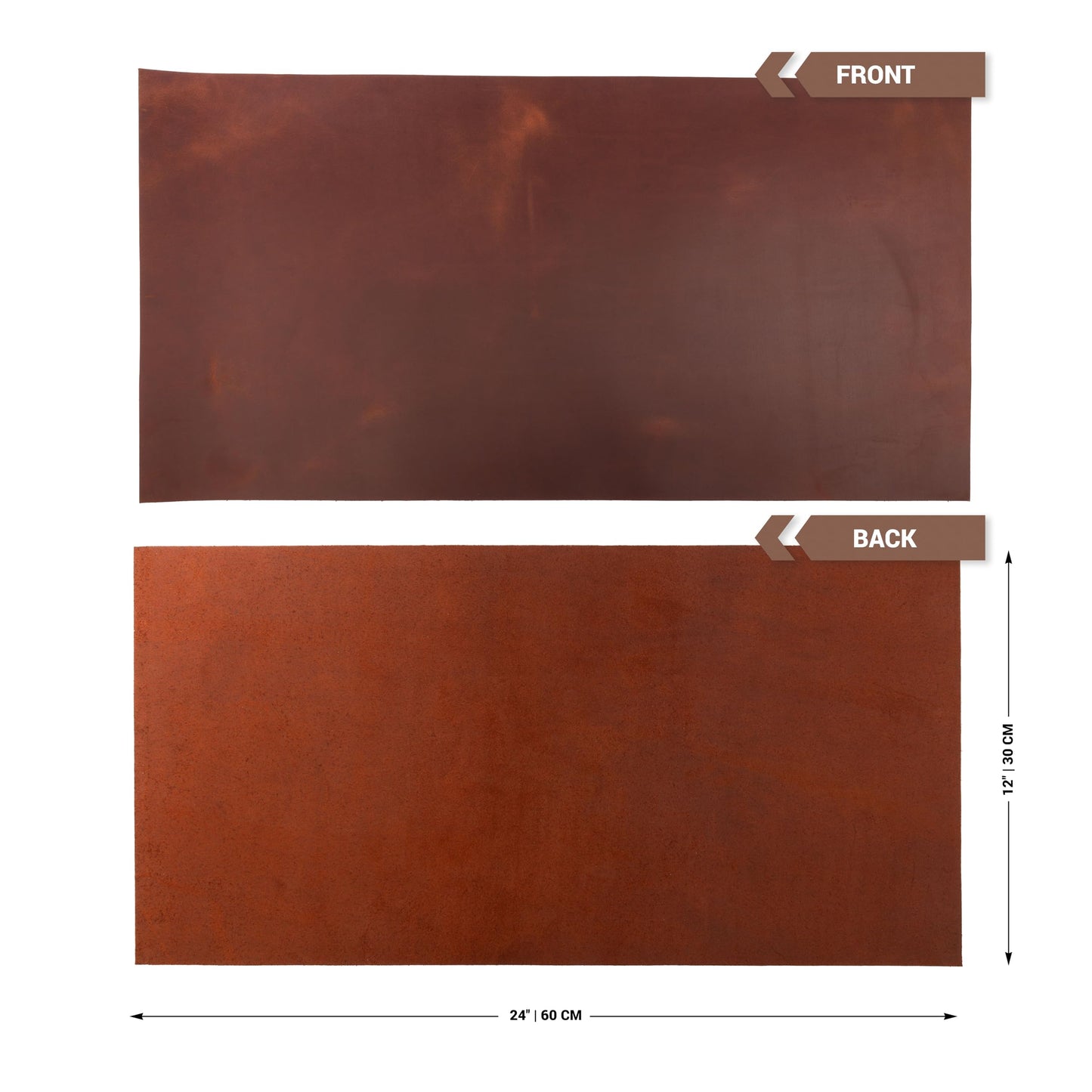 Shkira 12''X24'' Genuine Brown Leather Sheets for Crafts - Square 2.0MM Thick Genuine - Thick Cowhide Pieces Square - Leather Sheet for Arts and Crafts