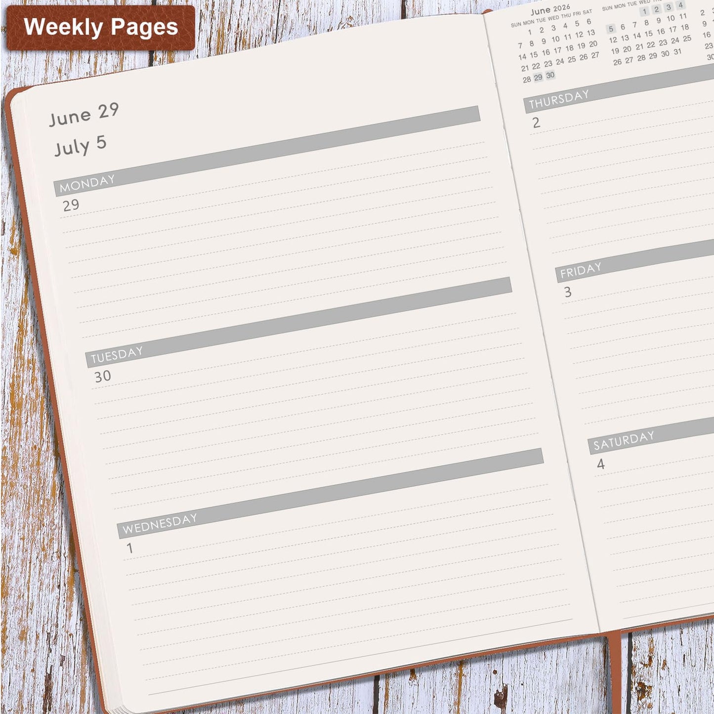 Planner 2026-2027 - 2026-2027 Planner Weekly and Monthly, 8.5" x 11", July 2026 - June 2027, Faux Leather Cover, Pen Holder, Pocket, 25 Notes Pages, A4 Premium Paper - Brown
