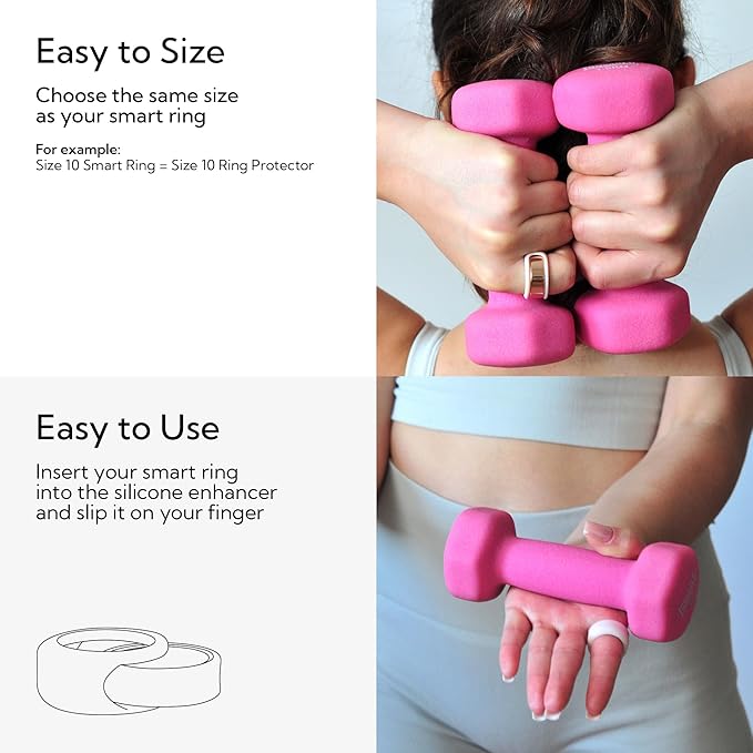 Rinfit Smart Ring Protector - Silicone Ring Enhancer for Active Lifestyle and Gym - StyleFit U.S. Design Patent - Pink, Size 12
