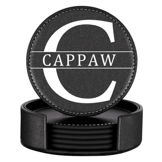 Personalized Leather Coaster for Drinks, Custom Coffee Coasters Set of 6, Customize Cup Coasters with Monogram Engraved, Wedding Gifts