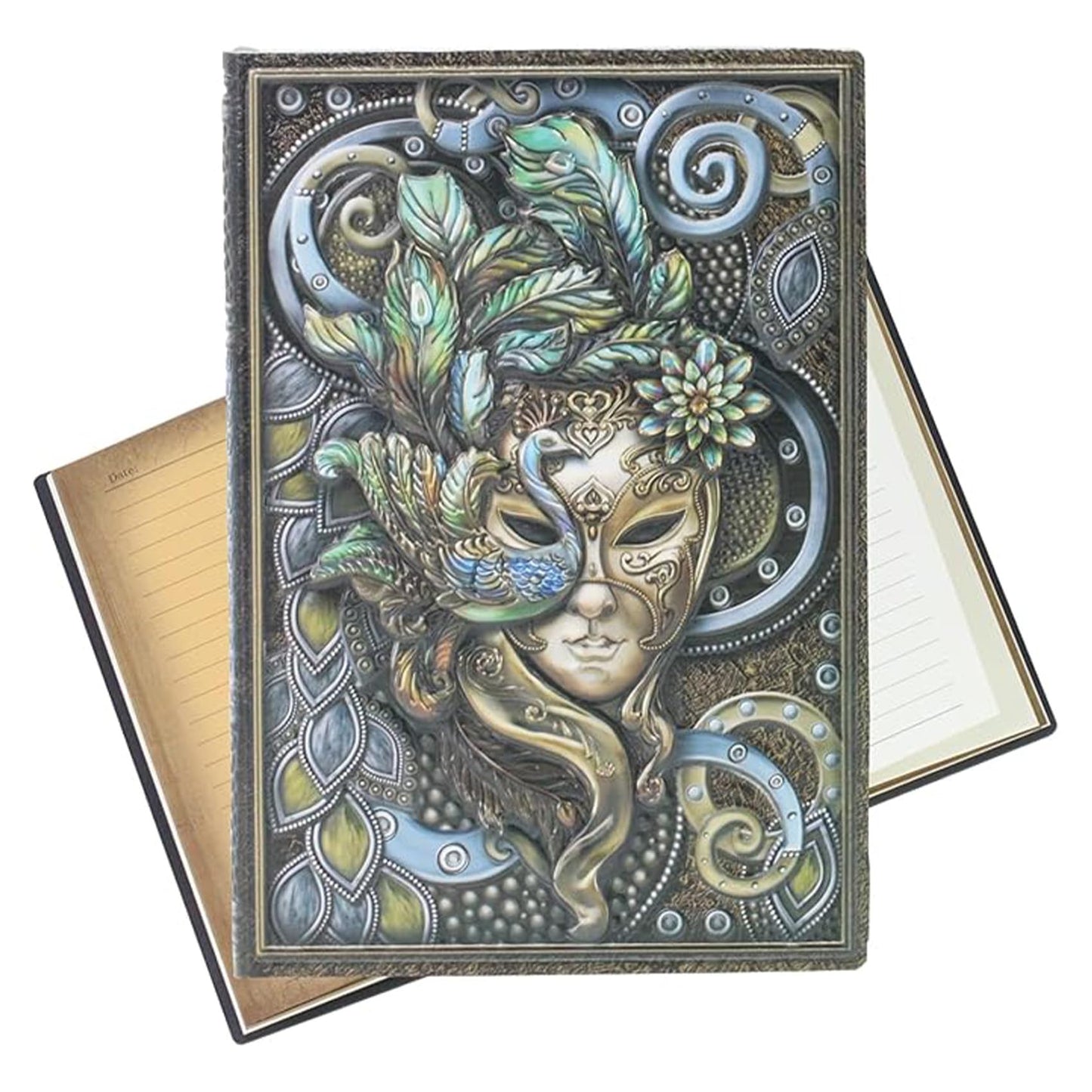 KISWIAR 3D Embossed Leather Journal, Vintage Mysterious Queen Peacock Business Notebook, A5 Lined Hardcover Diary for Women Gift, 200 Pages