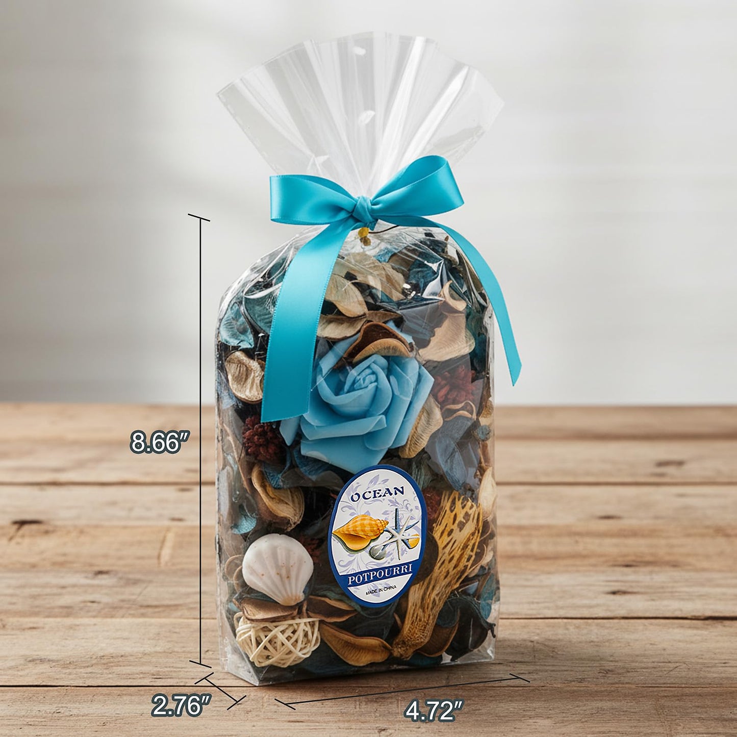 Potpourri Bag & Essential Oil Bracelet Set, Ocean Breeze Scent Potpourri Summer Bowl Filler, Beach Coastal Decor + Aroma Diffuser Stainless Bracelet, Women Gifts on Birthday, Christmas -Blue