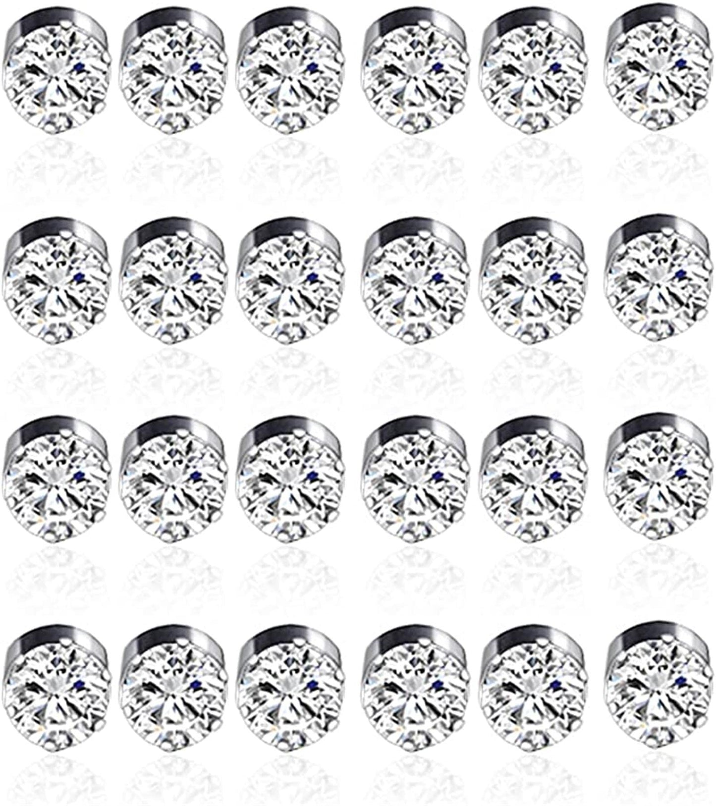 Fuqimanman2020 12 Pcs Stainless Steel Magnetic Crystal Fake Ear Stud Earrings Set Colorful 3mm Non Piercing Nose Lip Rings for Women Men Jewelry (G)