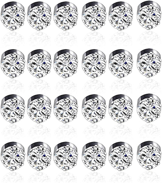 Fuqimanman2020 12 Pcs Stainless Steel Magnetic Crystal Fake Ear Stud Earrings Set Colorful 3mm Non Piercing Nose Lip Rings for Women Men Jewelry (G)