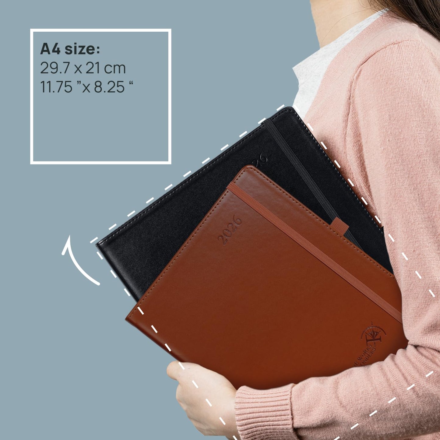 POPRUN Monthly Planner 2026-2027 (Large-8.25'' x 11.75''), 16 Months Calendar (Dec 2025-Mar 2027) Appointment Book with Stair Tabs, Inner Pockets, Pen Holder, PU Leather Softcover - Black