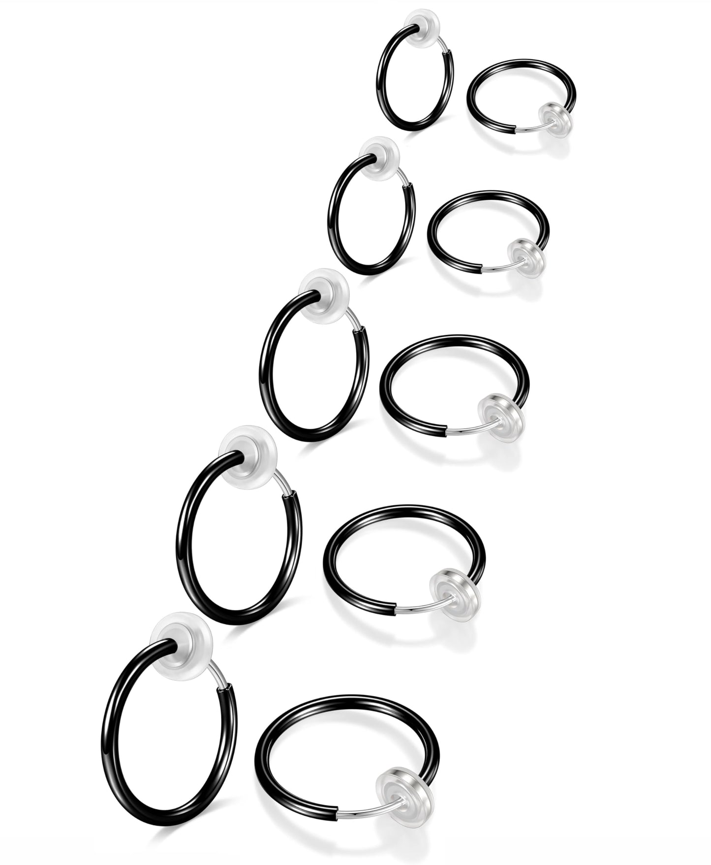 PLOMFOV Clip On Hoop Earrings for Women Small Black Plated Clip On Earrings Women Fake Hoop Earrings Non Pierced Earrings 14mm-18mm