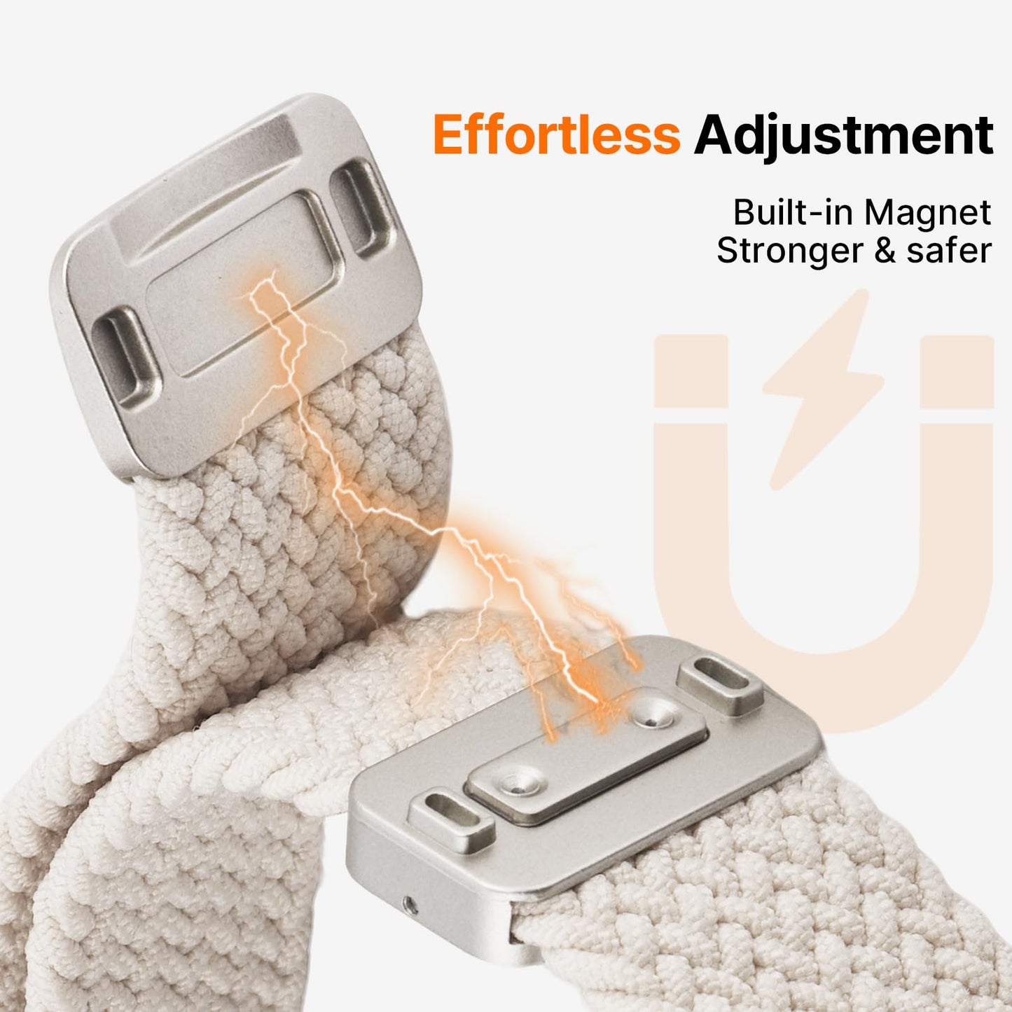 Fullmosa Magnetic Braided Watch Bands - 18mm 20mm 22mm Quick Release Watch Strap, Stretchy Nylon Solo Loop Compatible with Garmin Samsung Galaxy Amazfit for Men Women(20mm, Starlight+Muted Pink)