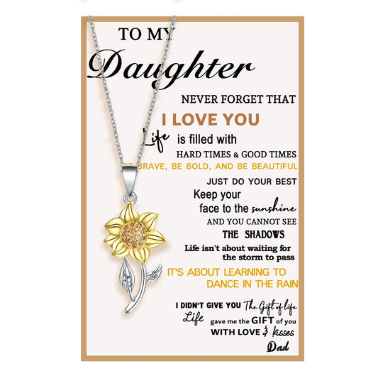 Tarsus Daughter Necklace, Daughter Gifts from Dad Sunflower Necklace Jewerly Present