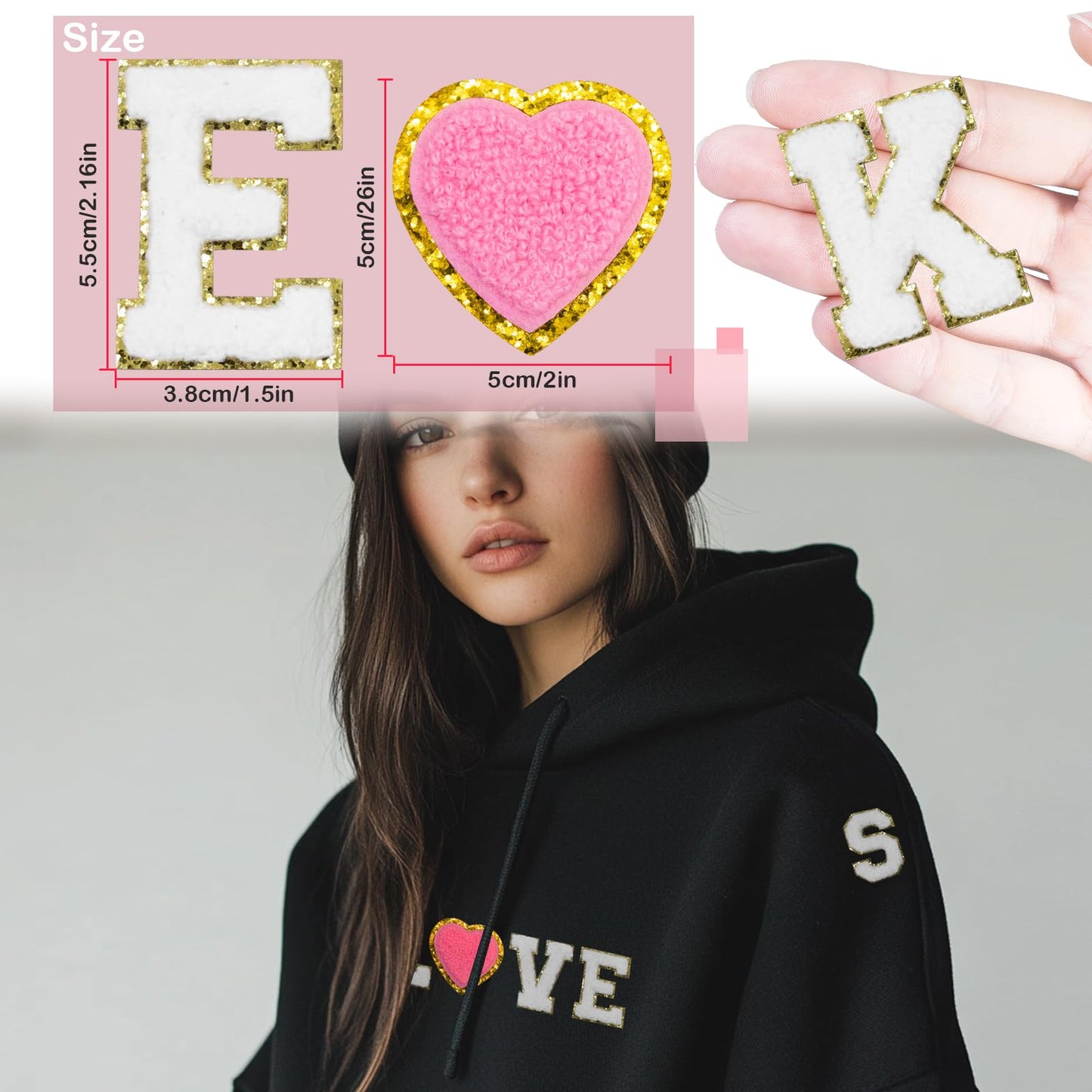 108 Pcs Letter Patches Iron on Letters,White Iron on Preppy Letter Patches Stickers for Clothing Backpacks Embroidered Applique Initial Patch