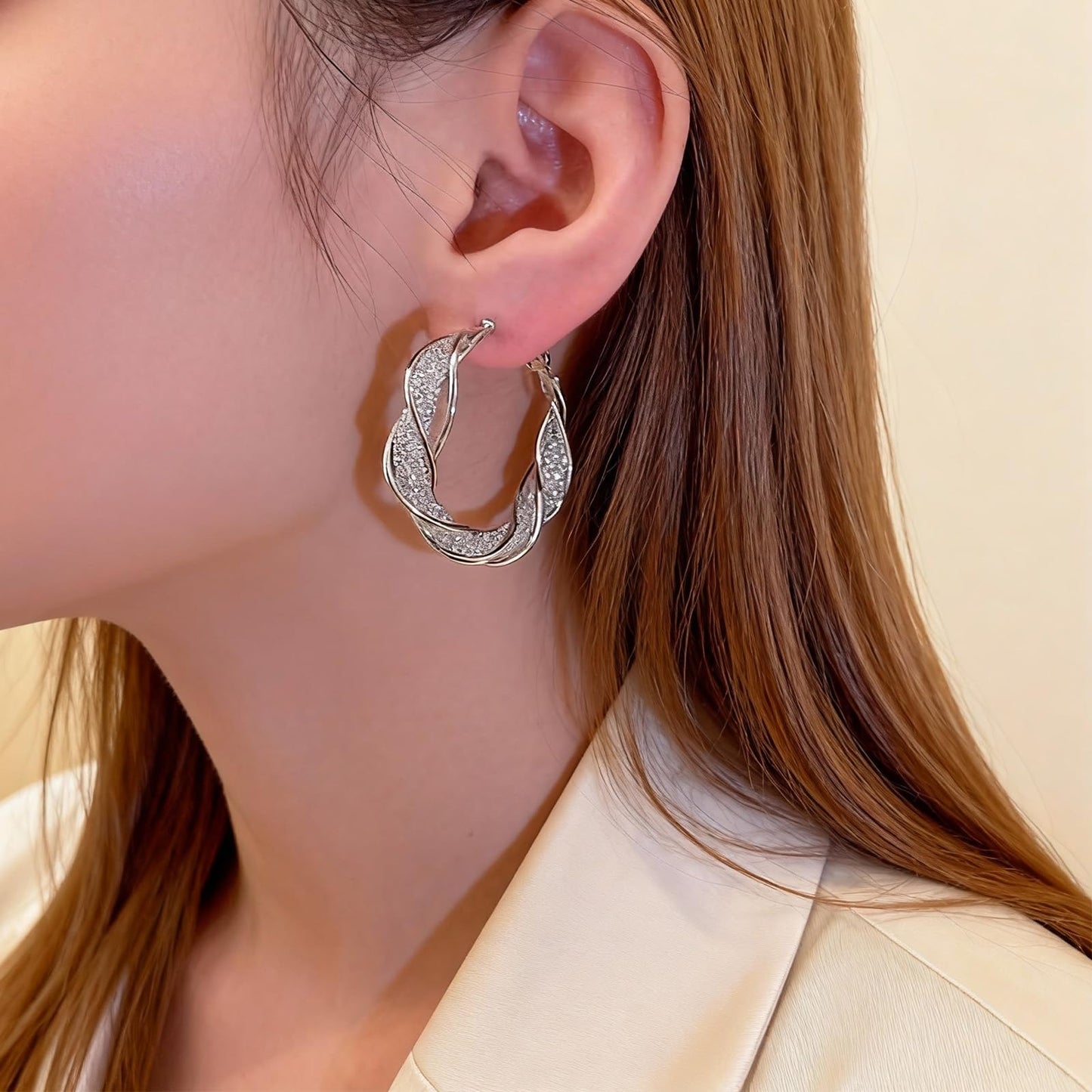 Lymphatic Earrings for Women Silver Zircon Hoop Huggie Earrings Dainty Fashion Jewelry Gifts