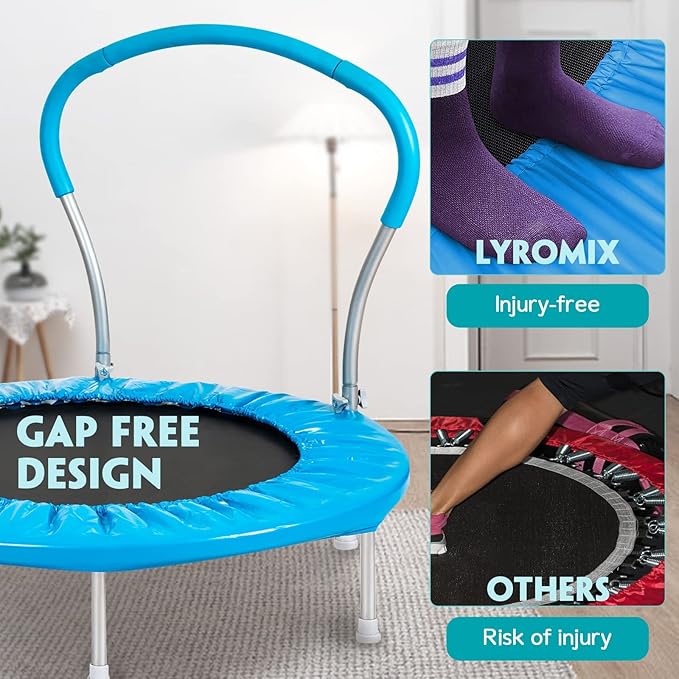 36-Inch Kids Trampoline with Handle - Indoor Mini Tranpoline for Toddlers, Small Fitness Rebounder for Indoor and Outdoor Use