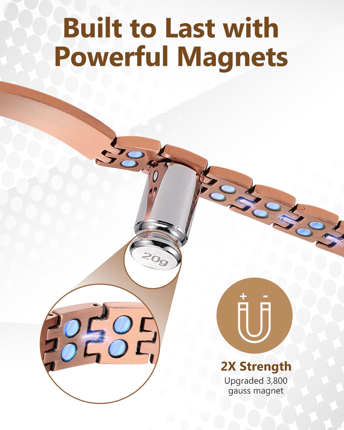 Feraco Copper Bracelet for Men,Magnetic Therapy Cooper Cross Bracelets with Magnets, Men's Christian Jewelry for Anniversary Father's Day