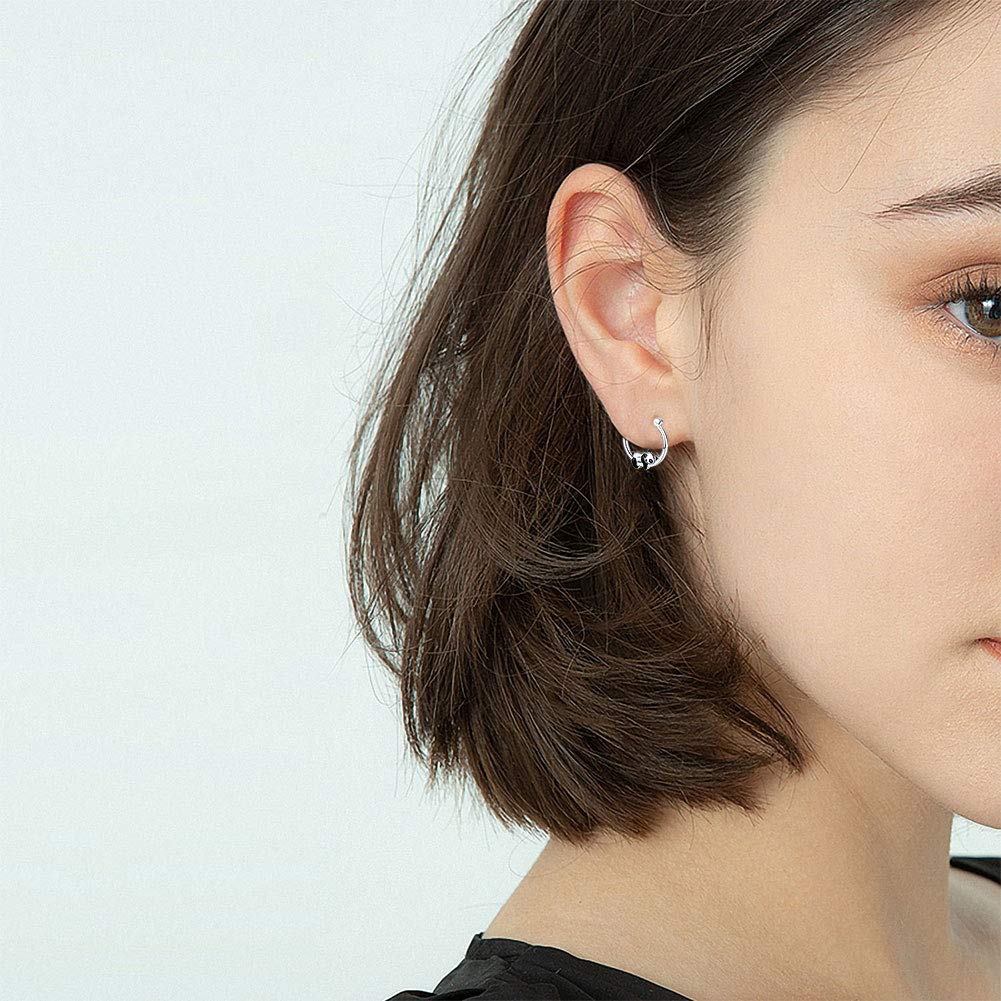 JUSTKIDSTOY Hypoallergenic Panda Hoop Earrings for Women Girls Sterling Silver Small Animal Huggie Hoop Earrings for Sensitive Ears Panda Jewelry Mother's Day Gifts for Mother Daughter