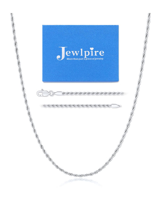 Jewlpire Silver Chain Necklace for Women, 2.5mm Rope Chains Silver Chain for Women Sturdy Womens Chains Necklace, 20 Inch