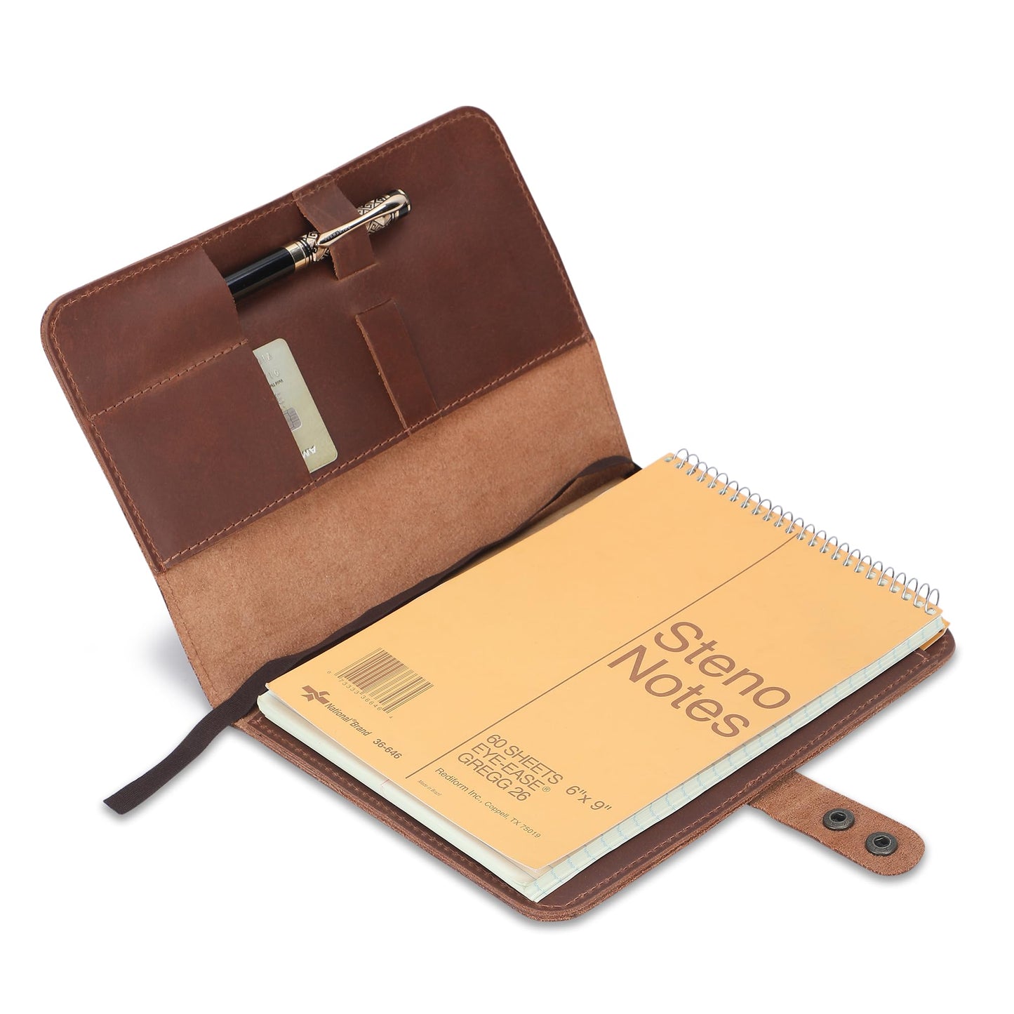CestAntiQ Journal Cover – Rustic Leather Cover for 6x9 Top-Bound Spiral Steno Notebook, Handmade Refillable Cahier Cover, Leather Organizer for Journaling, Note Taking, Gifts (Tan)