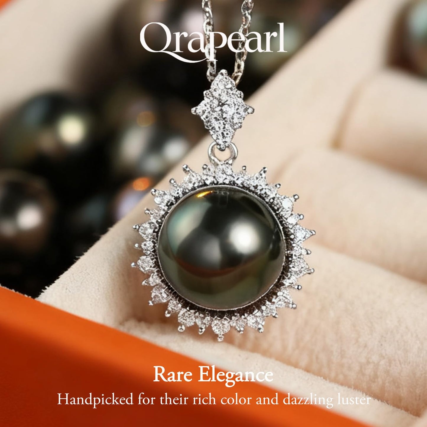 Orapearl Tahitian Black Pearl Necklace 9.5-10mm AAAA Quality Handpicked Nature Black Pearls Gift for Wife Mom Girlfriend Her Wedding Birthday Anniversary 925 Sterling Silver chain