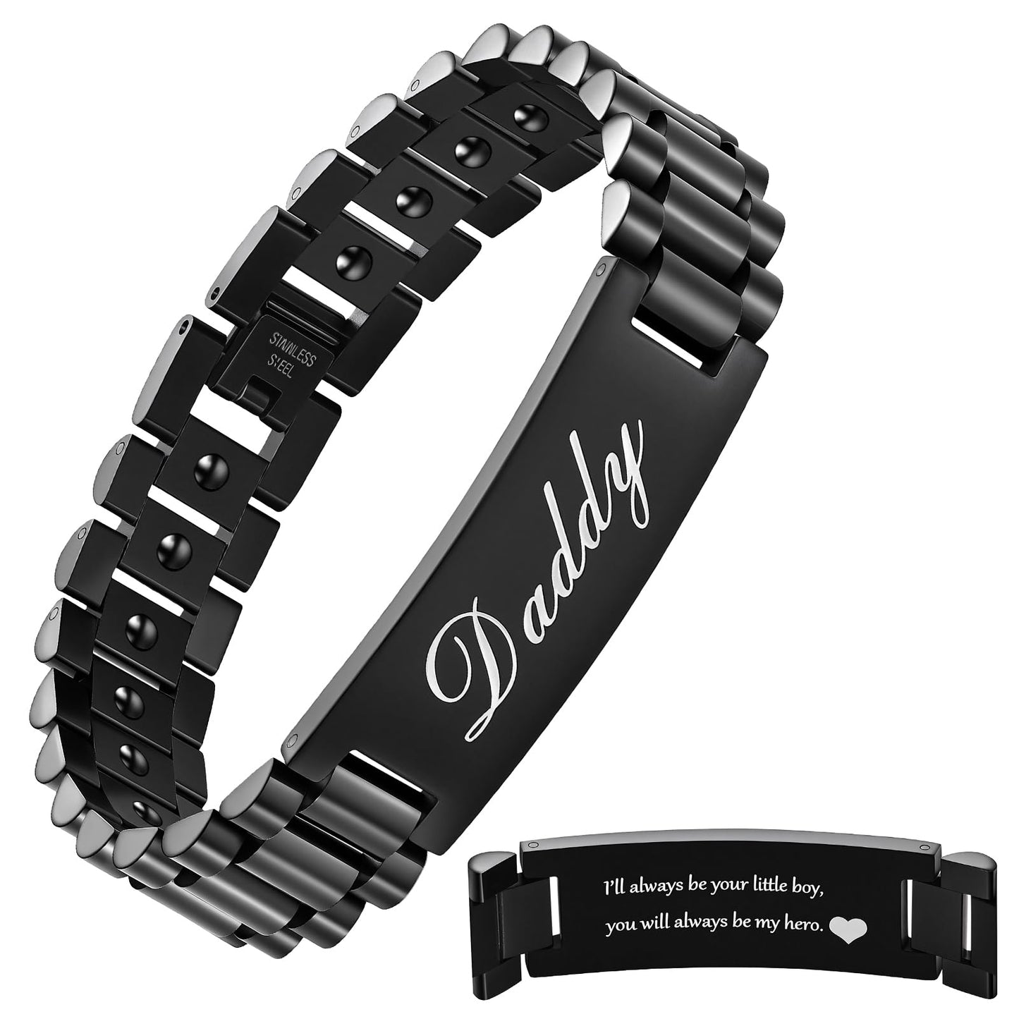 Jecanori Magnetic Bracelets for Men, Stainless Steel Bracelet with Natural Hematite, Father’s Day Gifts for Dad