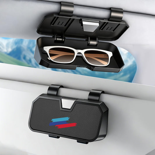 Erivis Sunglasses Holder for Car Visor Clip for BMW X3 X5 X1 X7 X6 X2 X4 4 3 5 2 Series Interior Accessories, Glasses Protective Storage Box, Car Sun Visor Eyeglasses Organizer Case with Sporty Logo