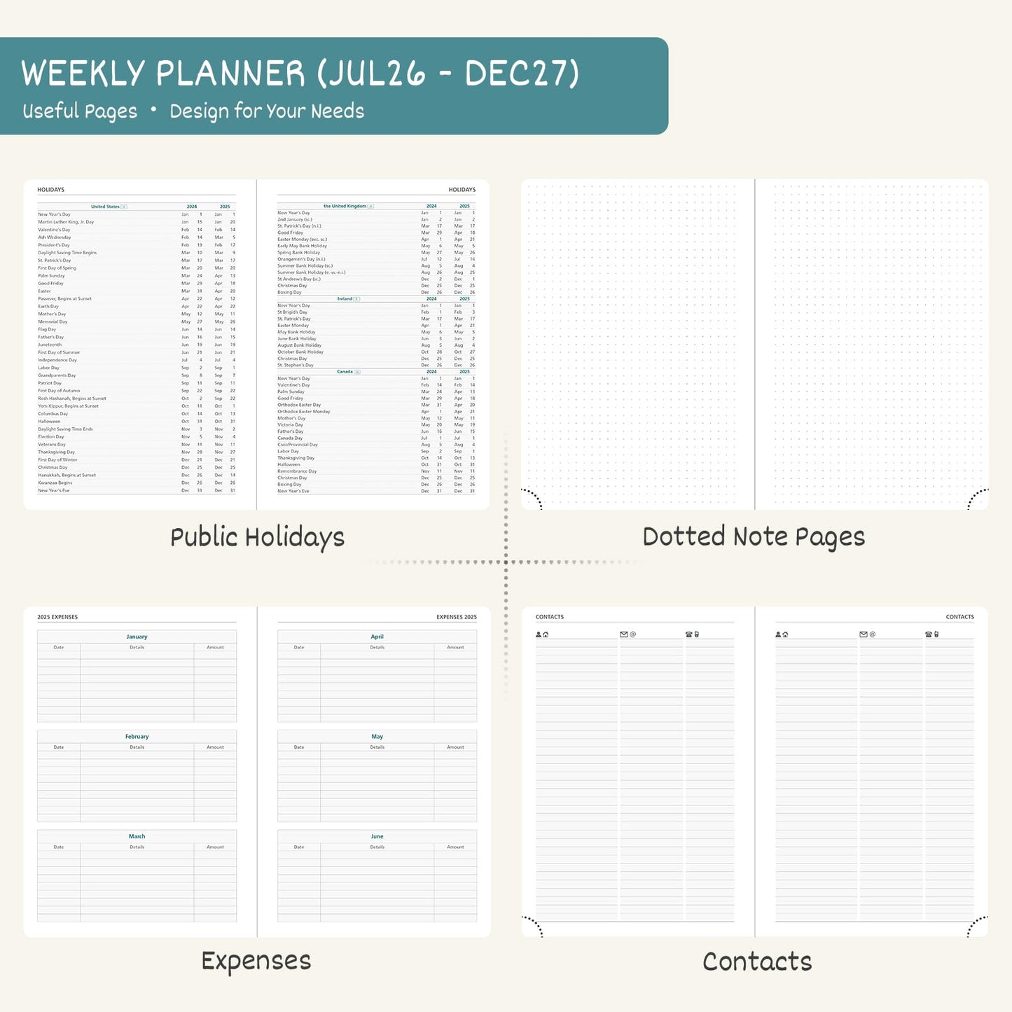 BEZEND Weekly Planner 2026-2027 (8.5" x 11") with Hourly Timeslots (Jul 26-Dec 27) 18 Months Academic Calendar & Monthly Tabs, Ideal for Students, Work & Home, PU Leather Hardcover -Blueberry