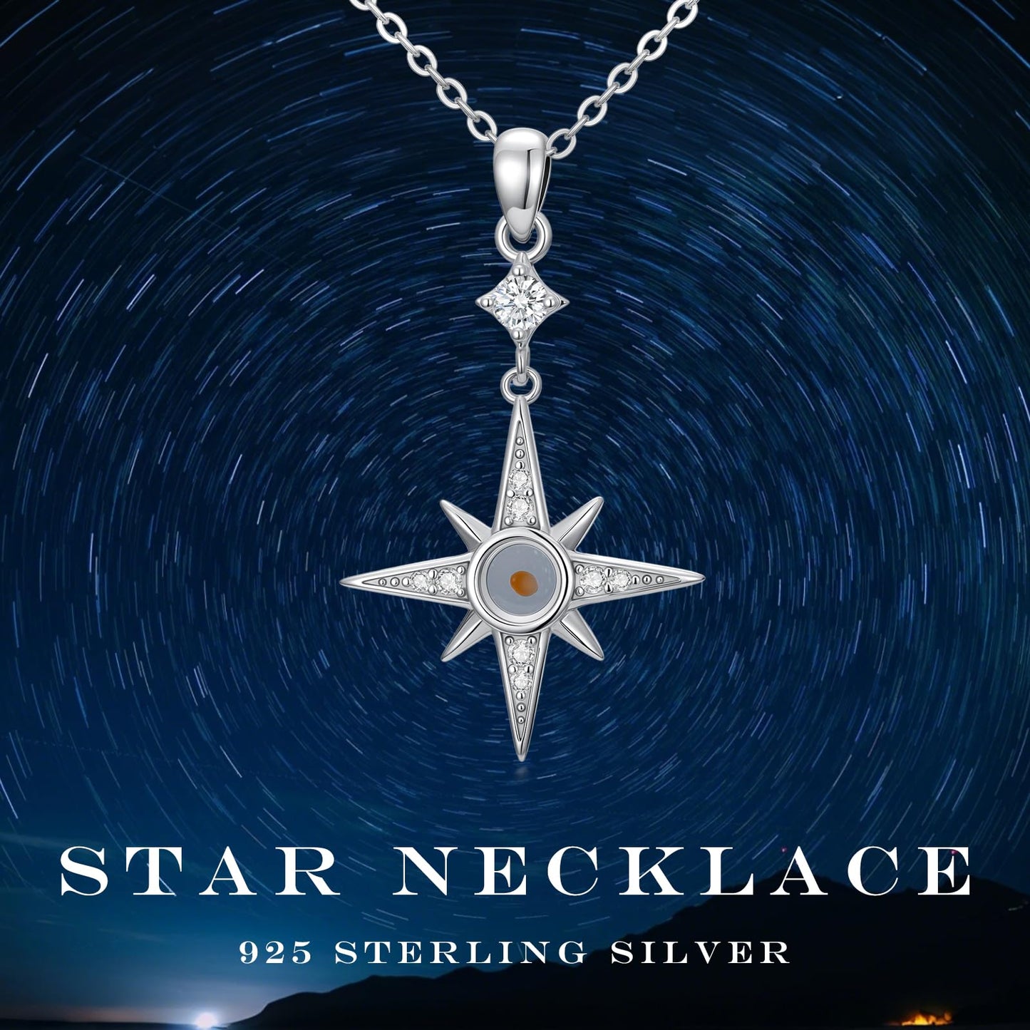 Silikepa Star Necklace for Women, 925 Sterling Silver, North Star Pendant Necklace with Mustard Seed, Christian Jewelry, Gift for Women