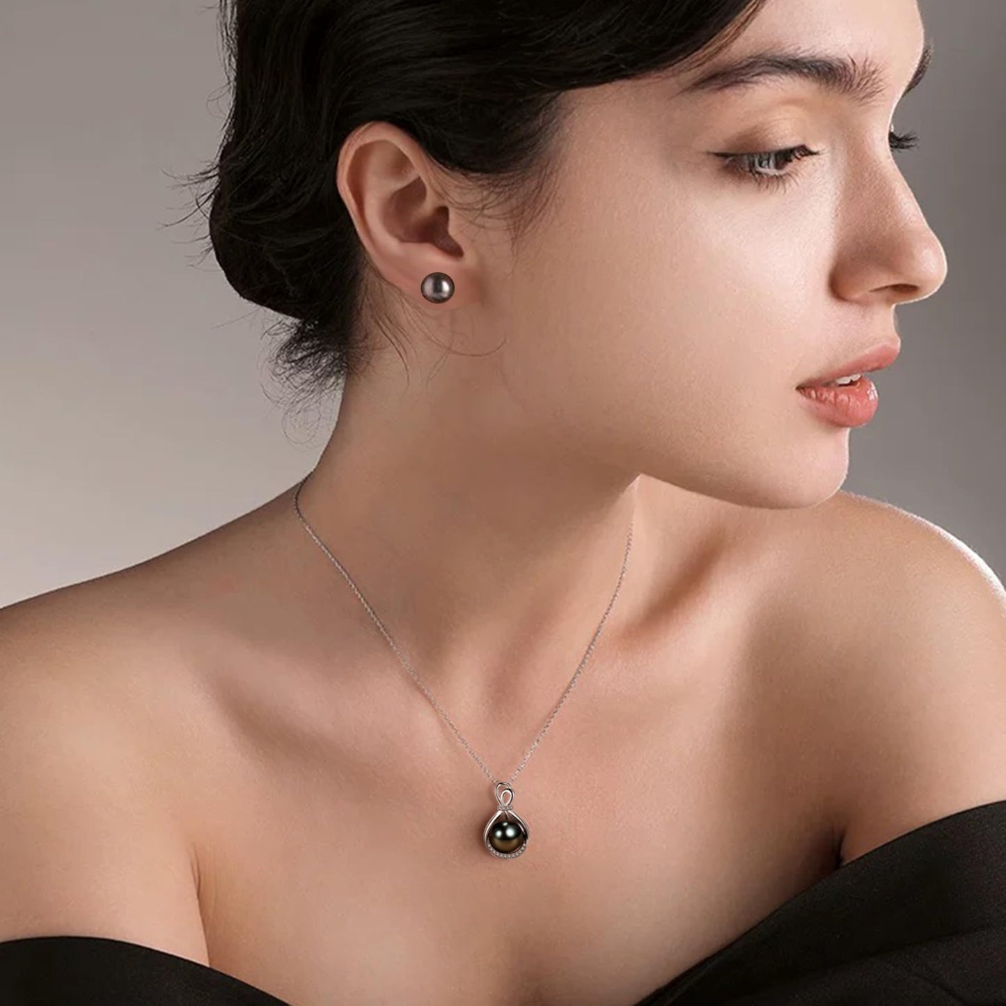 NONNYL Gifts For Wife Women Wedding Anniversary - Mothers Day Gifts- Valentine's Day - Birthday Gift for Women Her Mom Wife Girlfriend Grandma on Tahitian Black Pearl Necklace for Women Christmas Romantic Luxury Jewelry