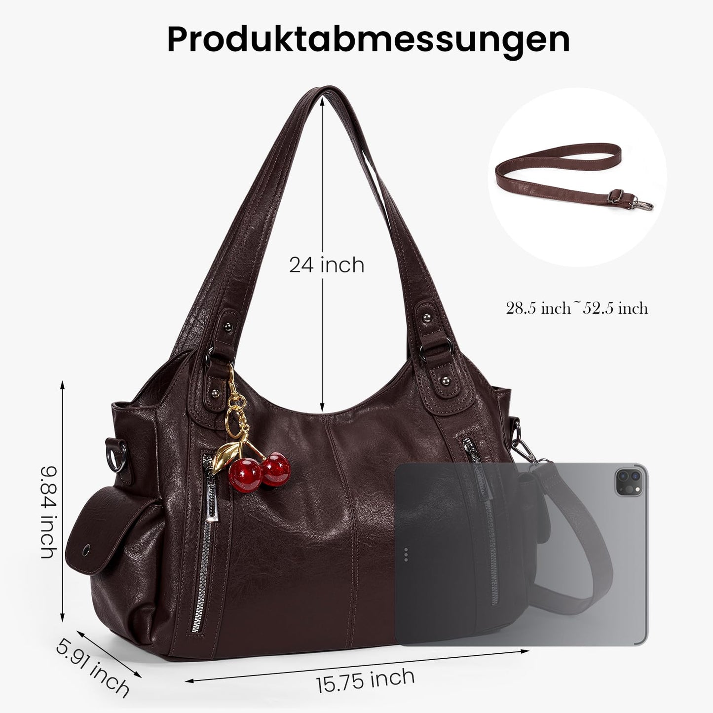 BBIQI Slouchy Hobo Shoulder Bag for Women Soft Leather Purse and Handbags Punk Style Tote Bag Crossbody Y2k Bags (Coffee)
