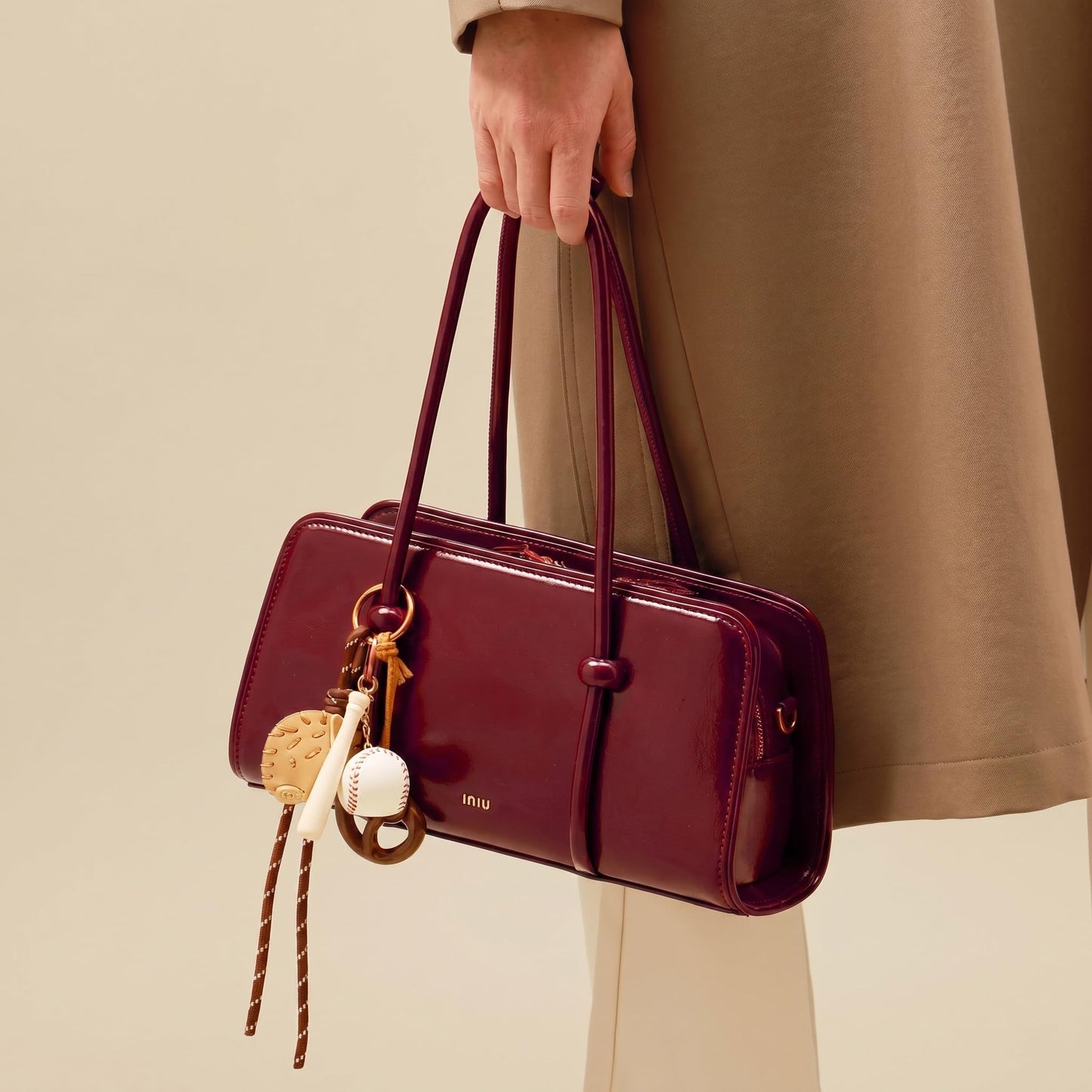 RTPRTP Burgundy Purse for Women, Small Faux Leather Top Handle Satchel Handbag with Detachable Crossbody Strap, Vintage Shoulder Bag for Everyday, Date Night and Travel(burgundy)