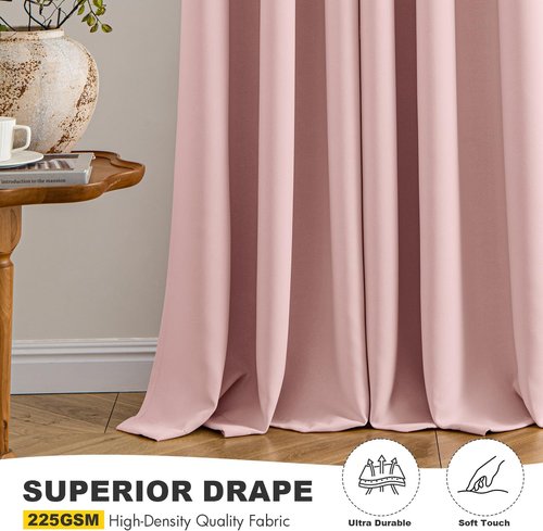 MIULEE Short Curtains - Baby Pink Blackout Thermal Insulated Drapes for Kitchen & Bedroom | 40"x36" 2 Panels