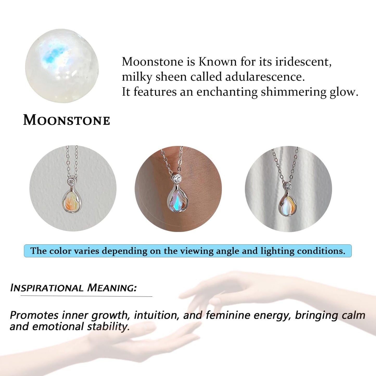 Jojomina New Beginnings Moonstone Necklace Gifts for Women Divorce Farewell Coworker Leaving Goodbye New Job Healing Gifts for Her