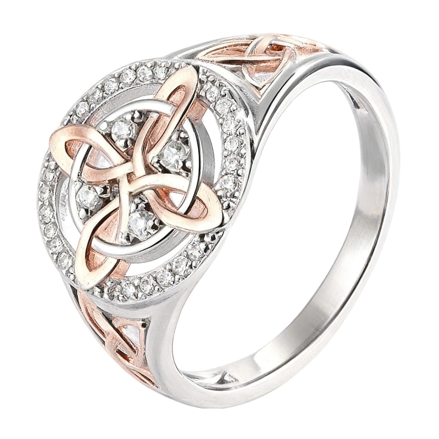 diyebof Women‘s Rings Copper Geometric Band Rings With Two Tone Zircon Accents Designed For Professional And Social Event In Sizes 6 To 10 (9)
