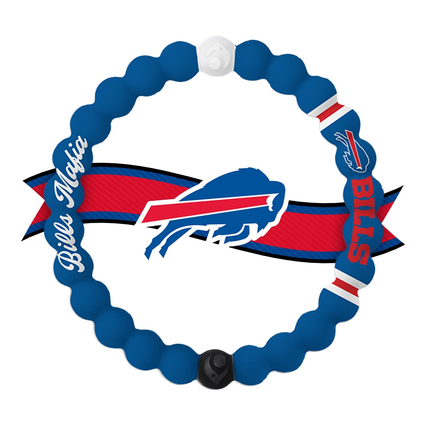 Lokai NFL Football Collection Silicone Beaded Bracelet, Buffalo Bills Classic (Medium) - Beaded Bracelet for Women & Men, Silicone Jewelry Bracelet Slides-On for Comfortable Fit