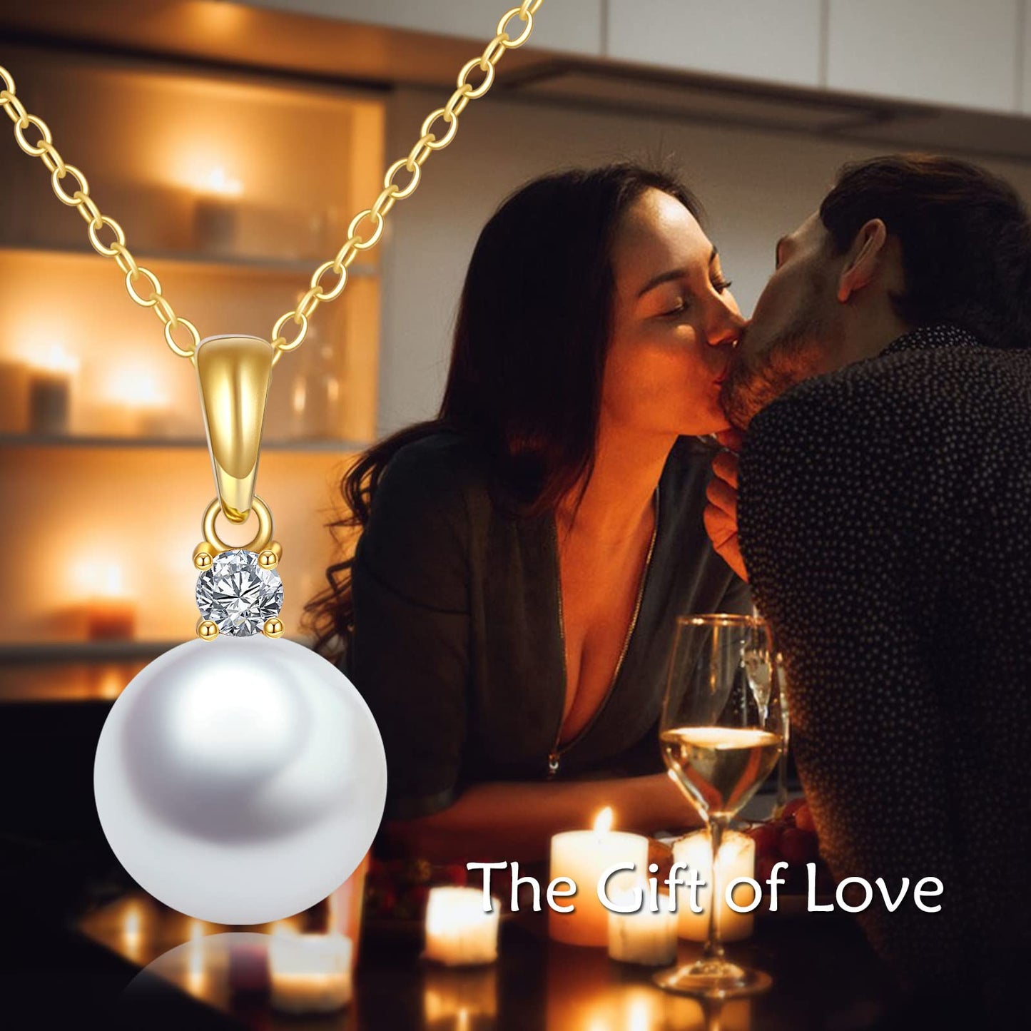 14K Gold Pearl Pendant Necklace for Women (Freshwater Cultured Pearl), Real Gold Present Jewelry Gifts for Wife Girlfriend Mother Mom, 16"-18" (1-yellow gold)